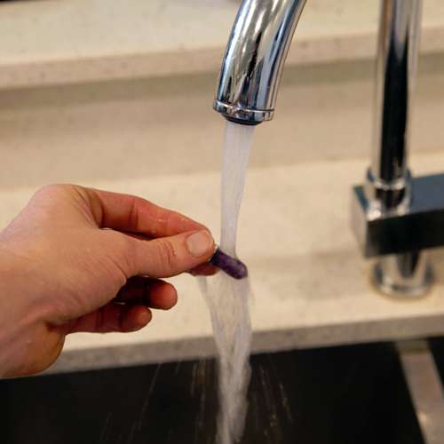cleanse crystal with tap water
