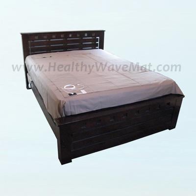 queen bed with regular blanket shown on top