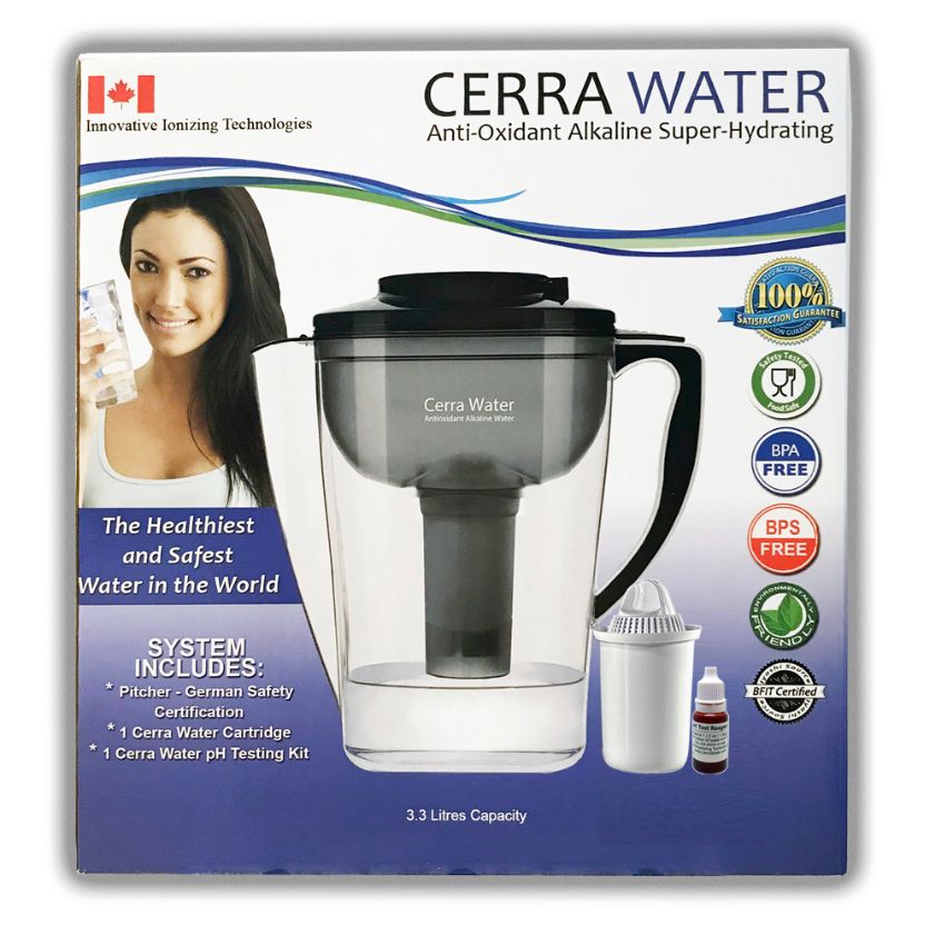 Classic Cerra Water Pitcher with pH Testing Drops - Click Image to Close