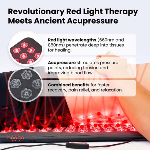 Hooga Red Light Therapy Acupressure Mat 26x18