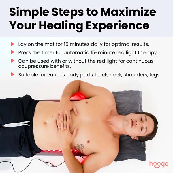 Hooga Red Light Therapy Acupressure Mat 26x18