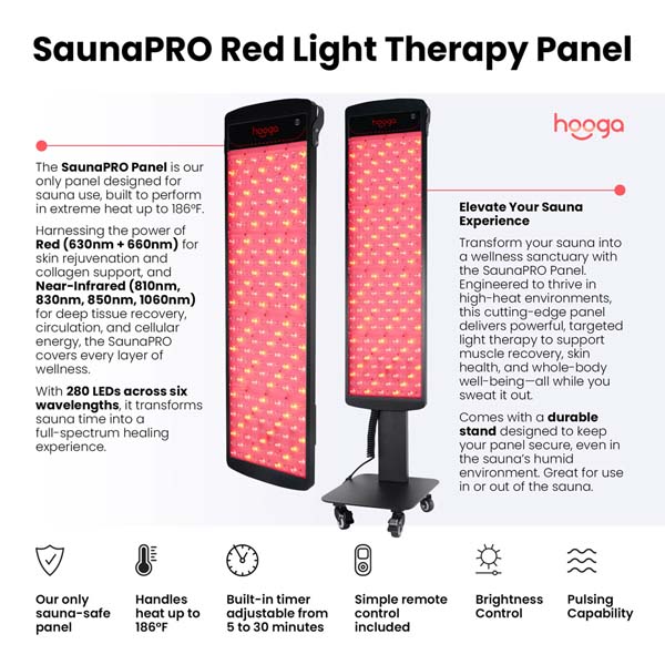 Hooga SaunaPRO Red Light Therapy Panel