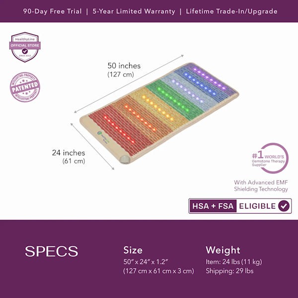 Healthyline Rainbow Chakra Mat 5024 - Infrared, PEMF Mat Healthyline Rainbow Chakra Mat 5024 - Infrared, PEMF Mat