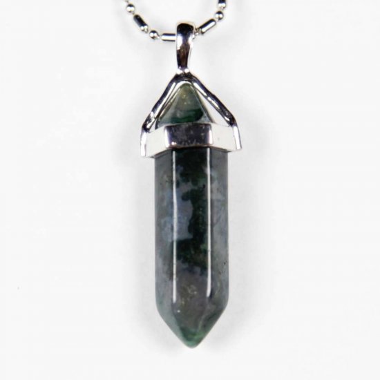 Iyashi Moss Agate Scalar Energy Crystal Pendant - Click Image to Close